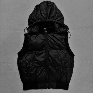 Black Hooded Puffer Vest